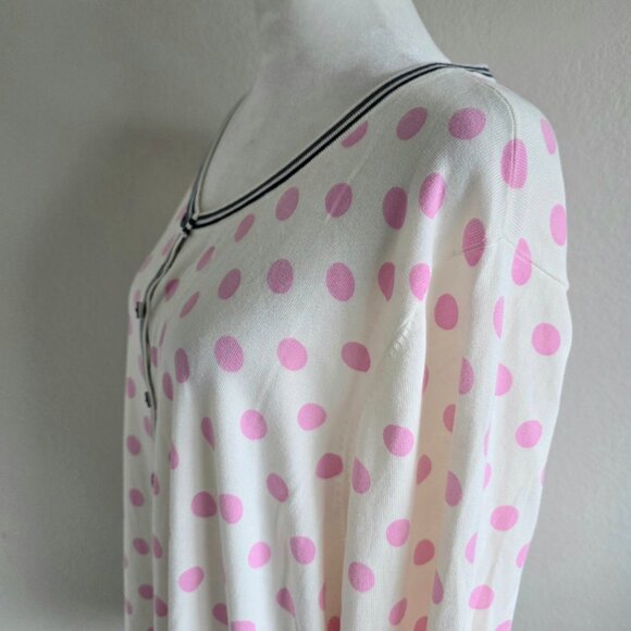 Talbots Plus Sz 3X Cardigan Sweater Cotton Blend Lightweight Pink Polka Dot NEW - Picture 4 of 8